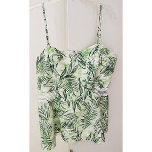 NEW CLICHE WOMEN'S LINEN LACE CAMI TANK TOP SPAGHETTI STRAPS  SZ 16